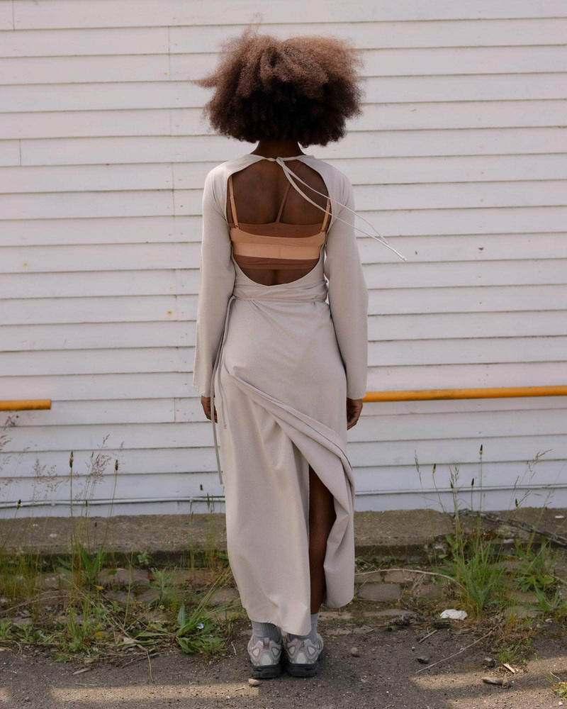 BASERANGE Long Sleeve Apron Dress - Wild Silk outlook