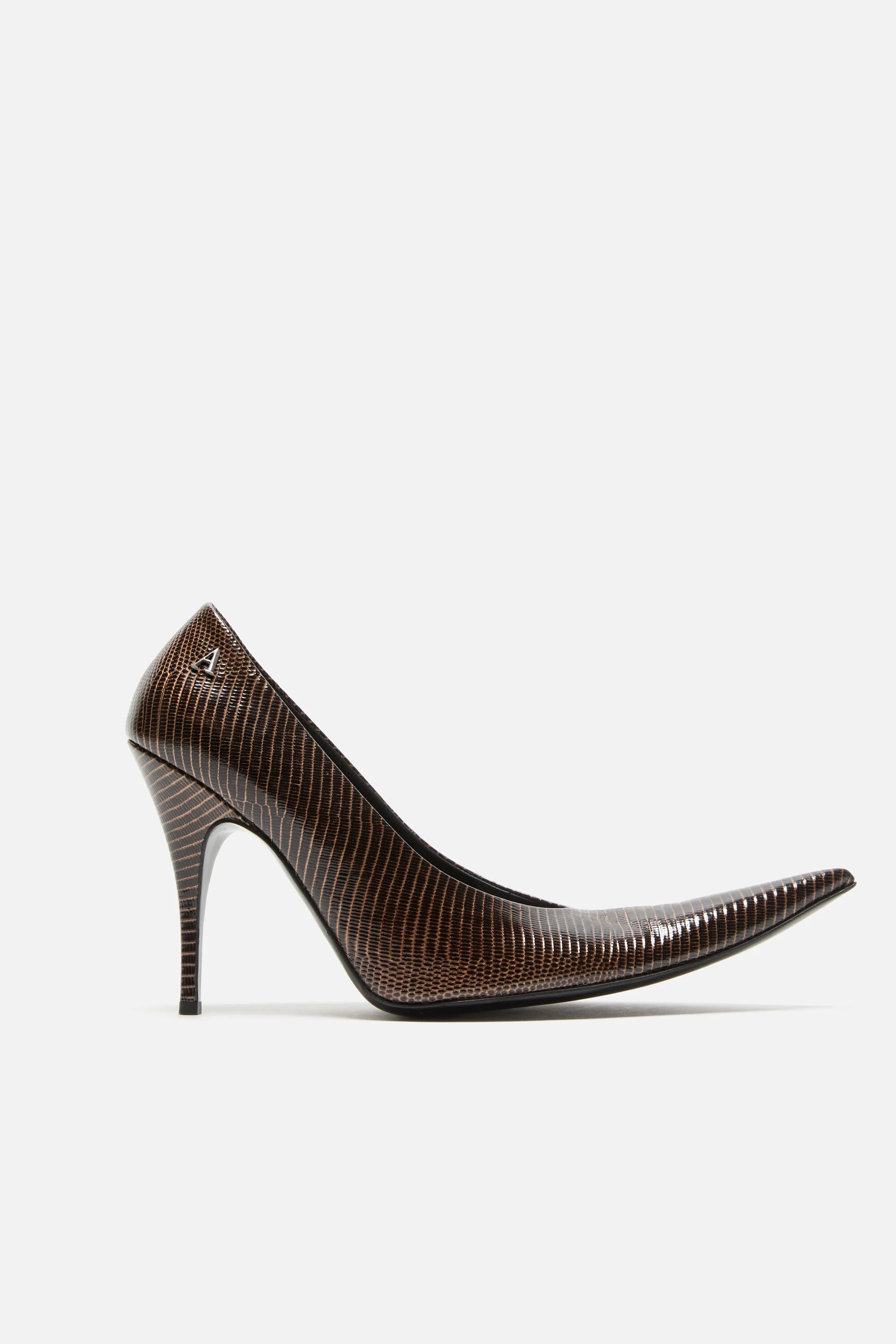Pointed-Toe Lizard-Print Pump - Brown - 1