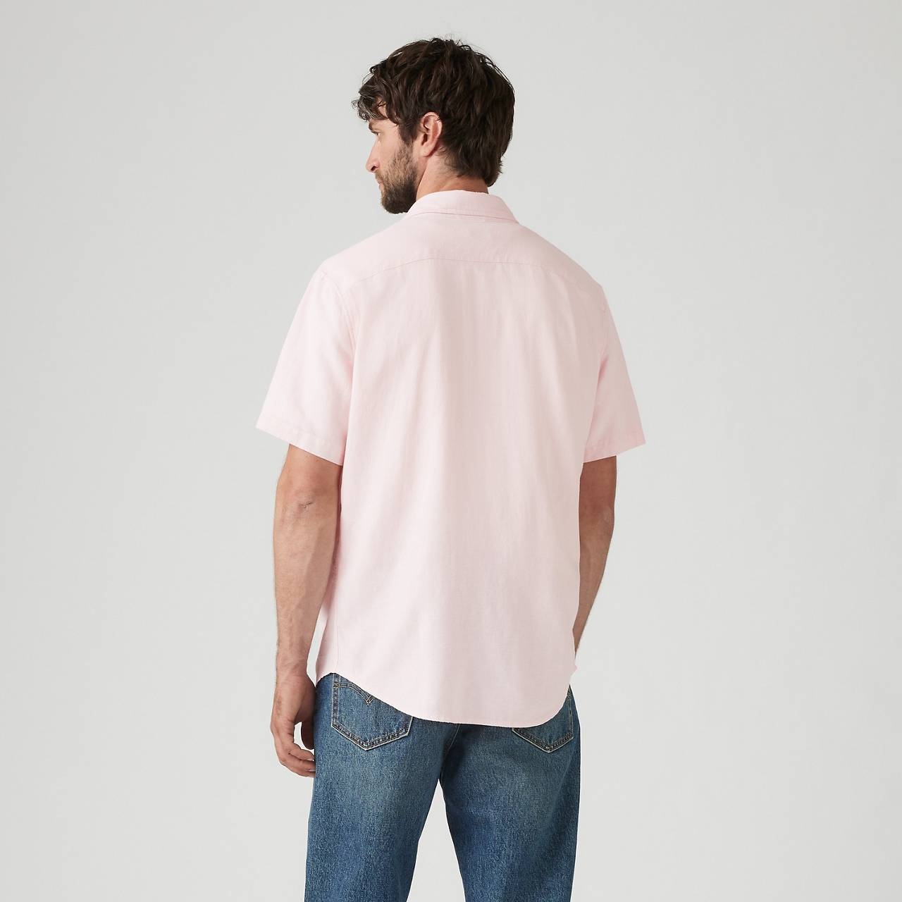 SHORT SLEEVE SUNSET COTTON LINEN ONE POCKET SHIRT - 4