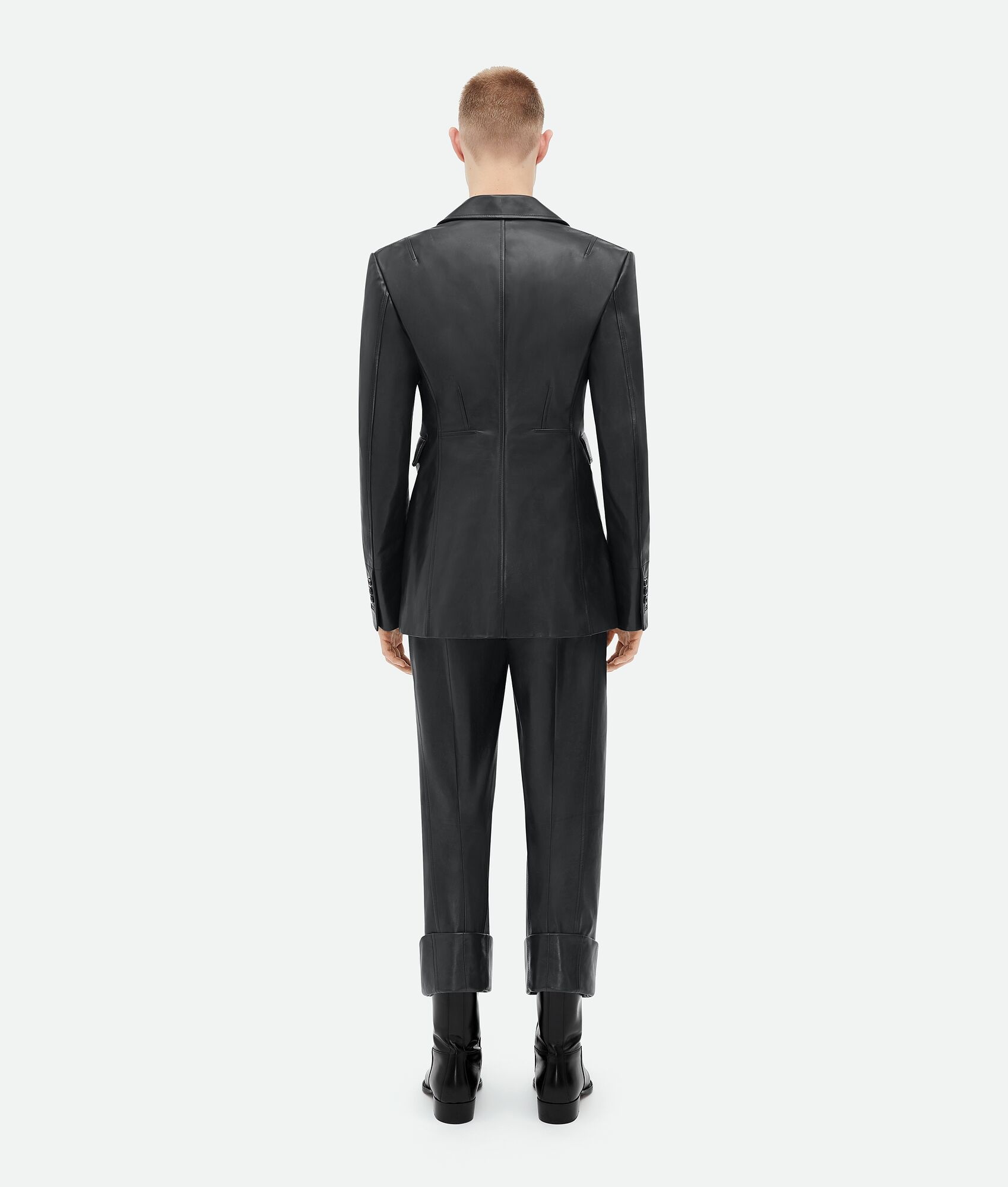 Shawl Collar Leather Jacket - 3