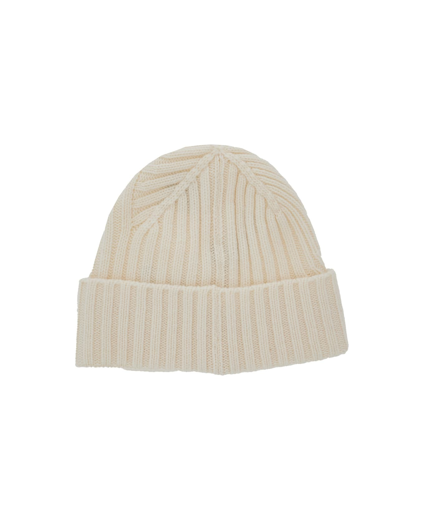 'le Bonnet Tourni' White Beanie With Turn-up Brim And Logo Lettering On The Front In Wool Man - 2