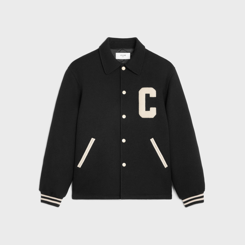 celine baseball teddy jacket in textured wool 1