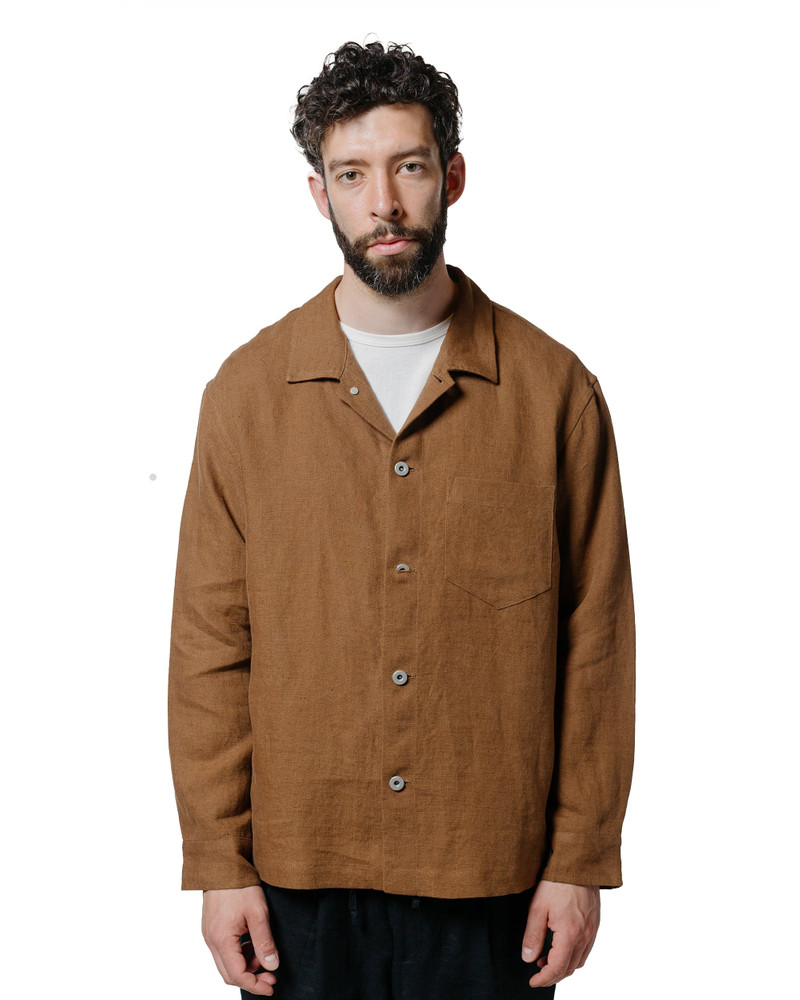 JAMES COWARD Travail Shirt Corsica Brown Welterweight Linen outlook
