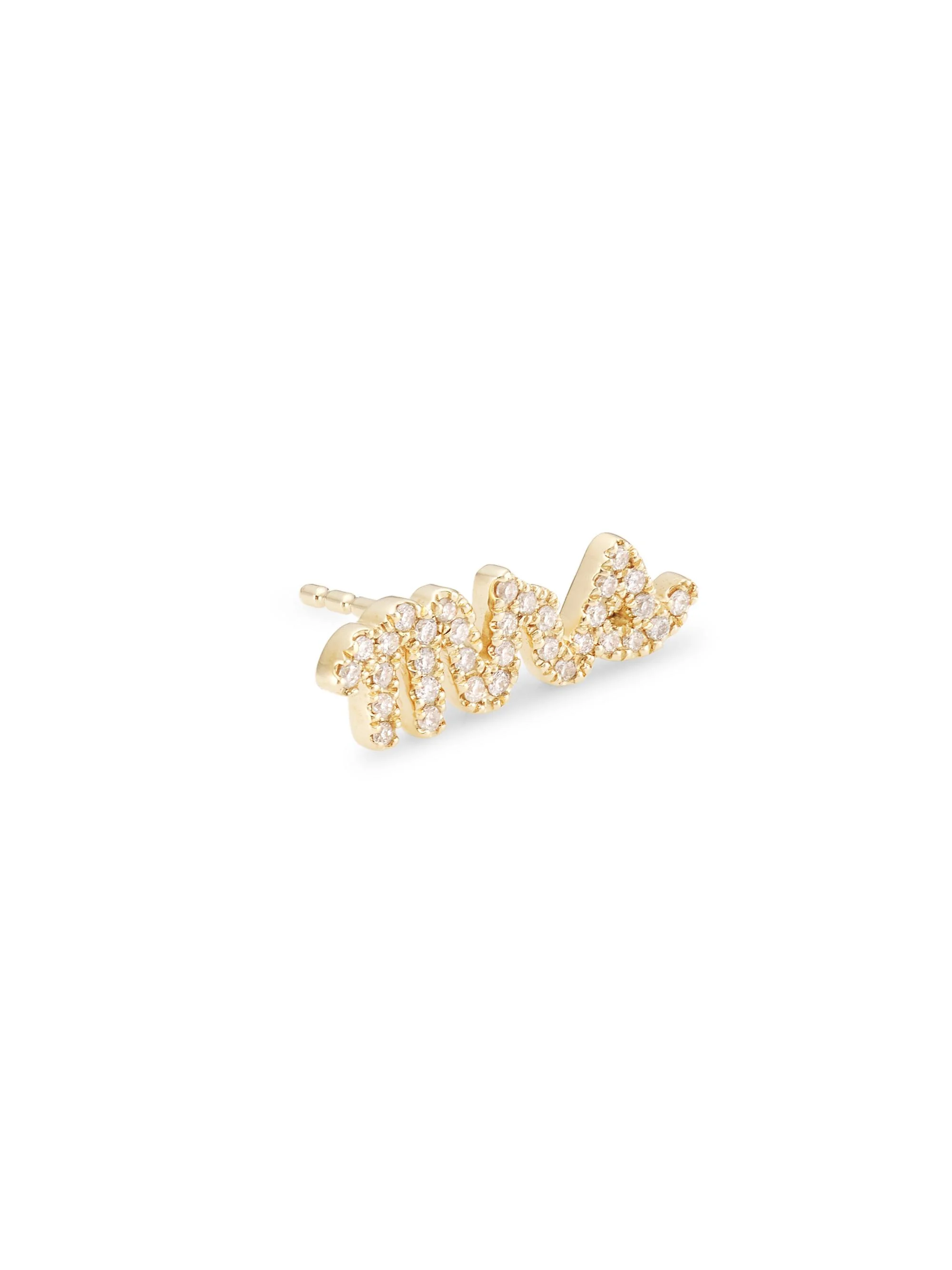 Women's 14K Yellow Gold & Diamond 'Mrs' Stud Earring - Gold - 1