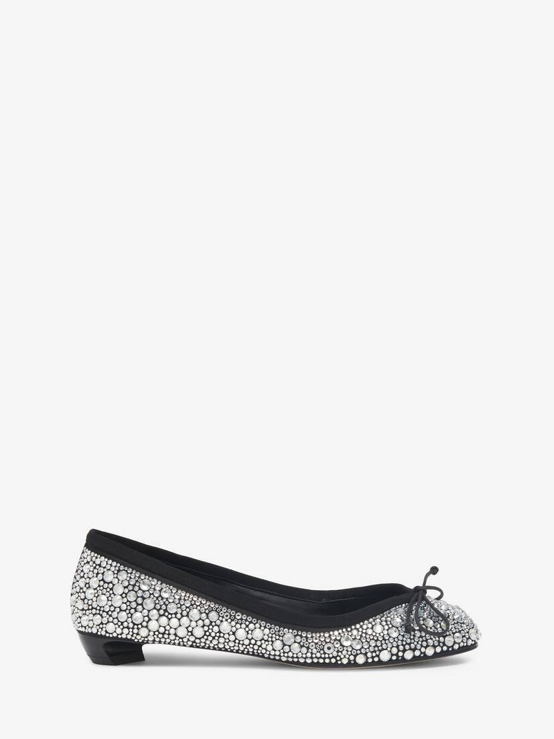 Women's Armadillo Ballet Flat in Crystal/black 1