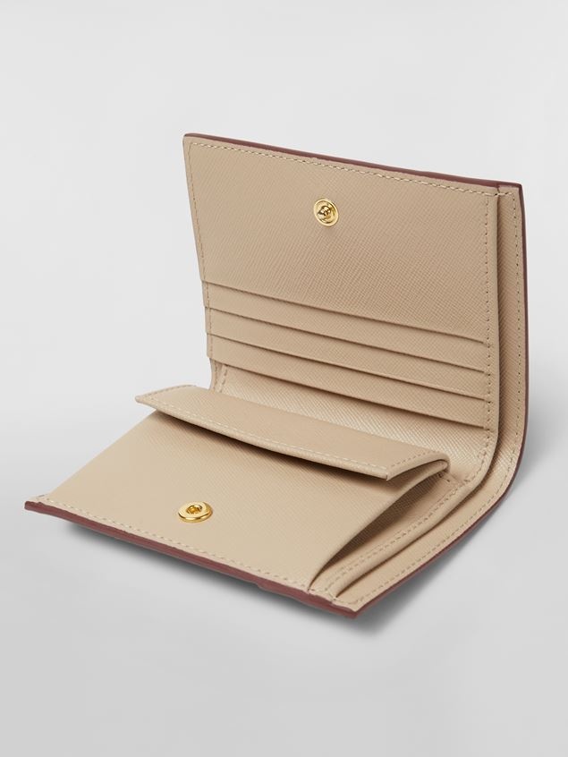 BEIGE SAFFIANO LEATHER BI-FOLD WALLET 5