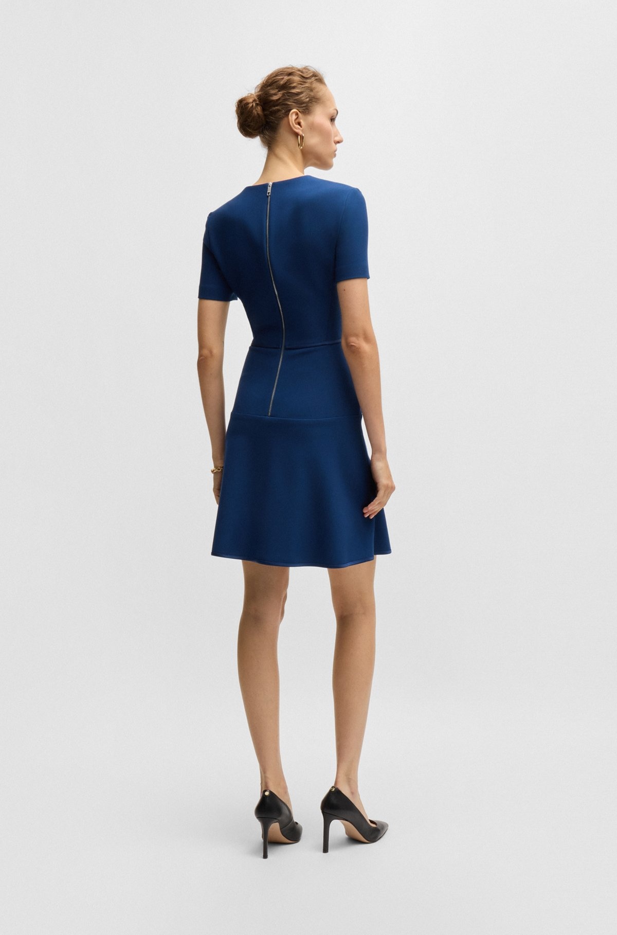V-NECK DRESS IN STRETCH MATERIAL - 4
