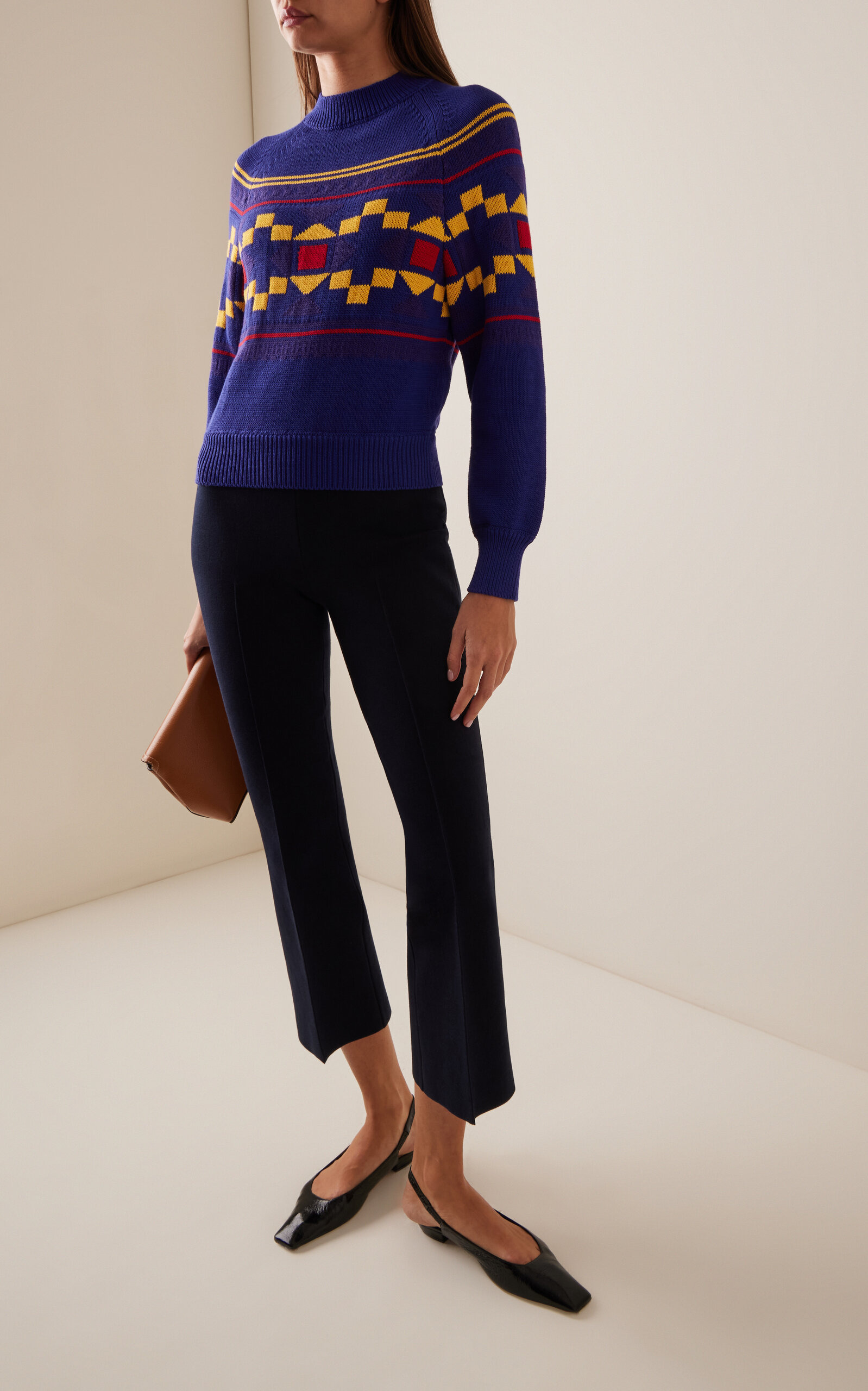 Lara Fair Isle Knit Cotton Sweater navy - 2