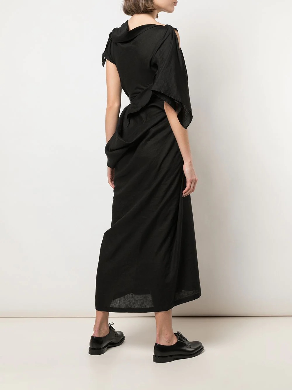 linen deconstructed midi dress - 4