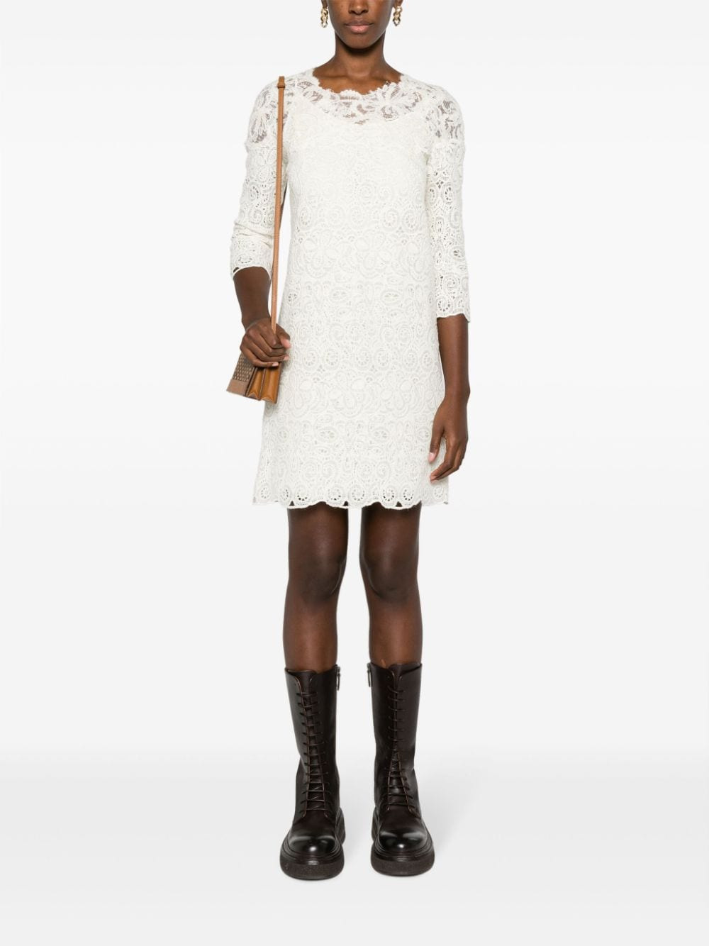 Ermanno Scervino - Ermanno Scervino Guipure Lace Mini Dress - 4