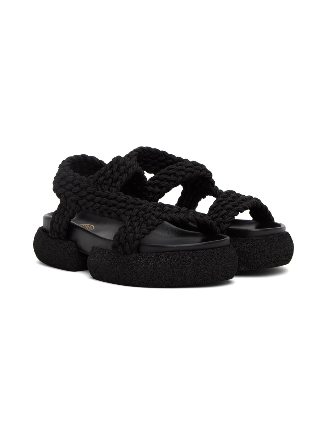 Black Woven Sandals - 4