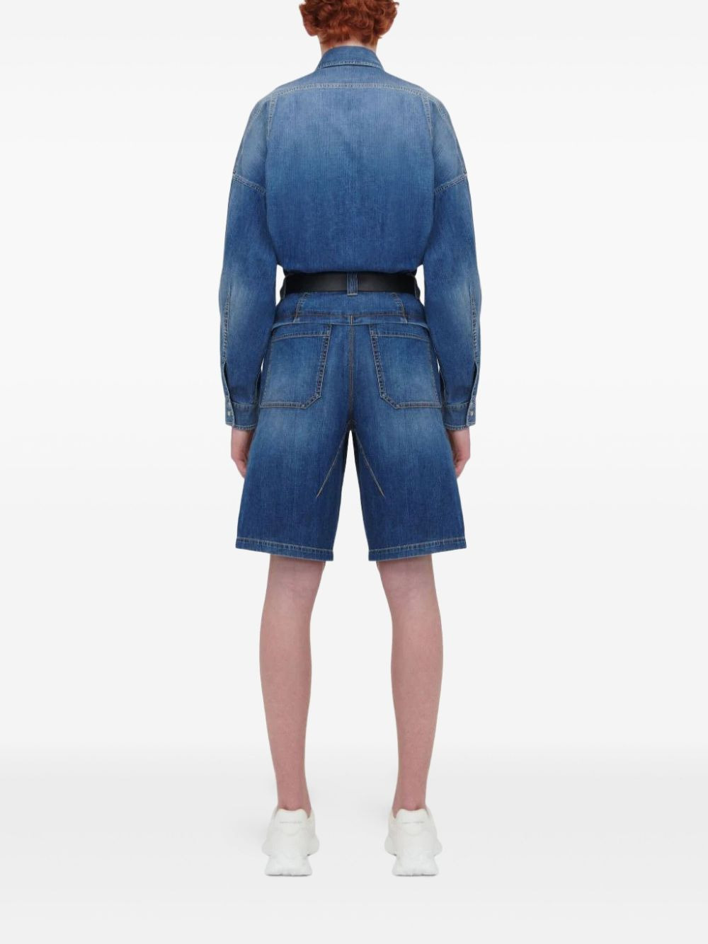 dart-detail denim shirt - 4