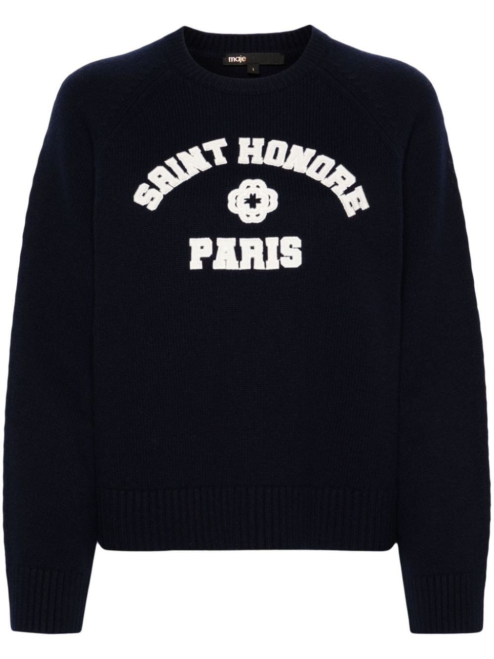 logo-embroidered wool-blend jumper - 1