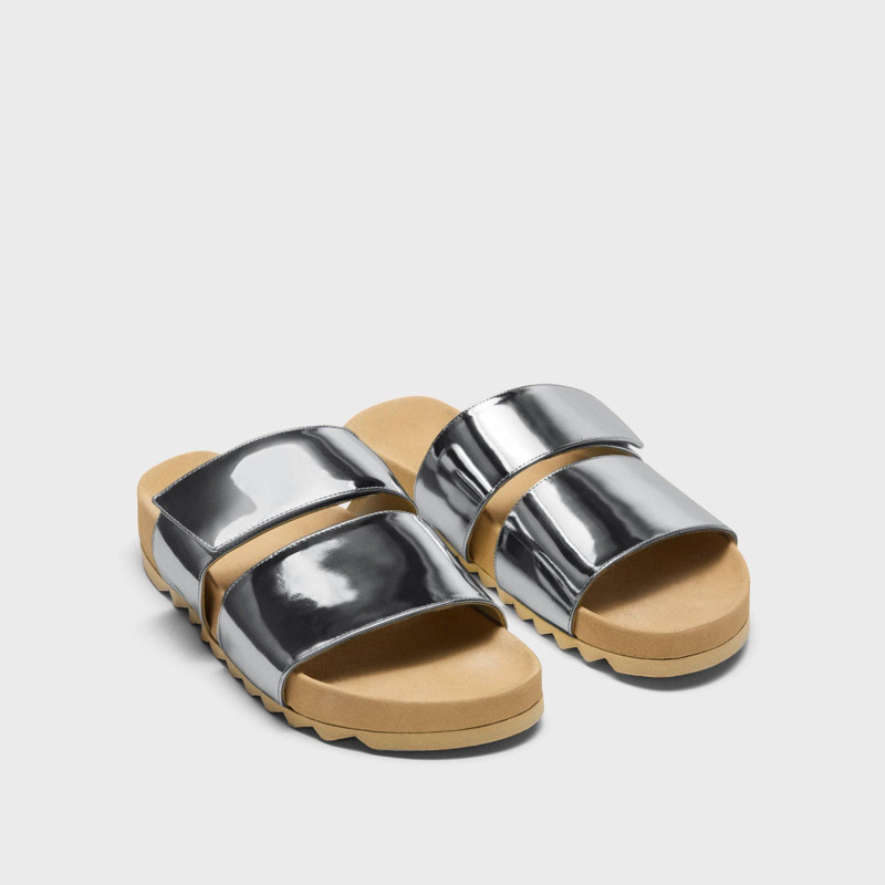 Slide Sandals in Metallic Leather 5