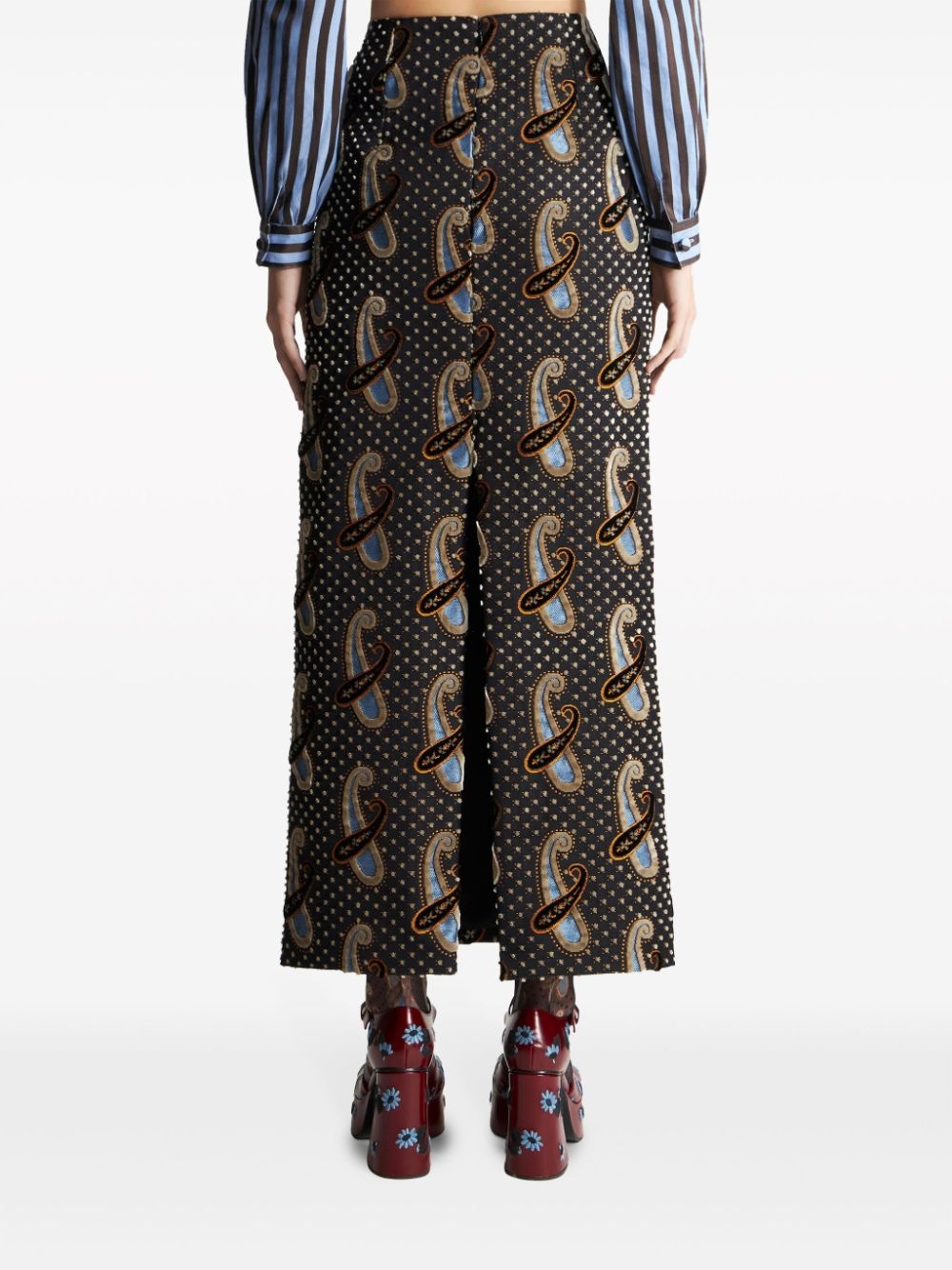 paisley-print high-waisted skirt - 4