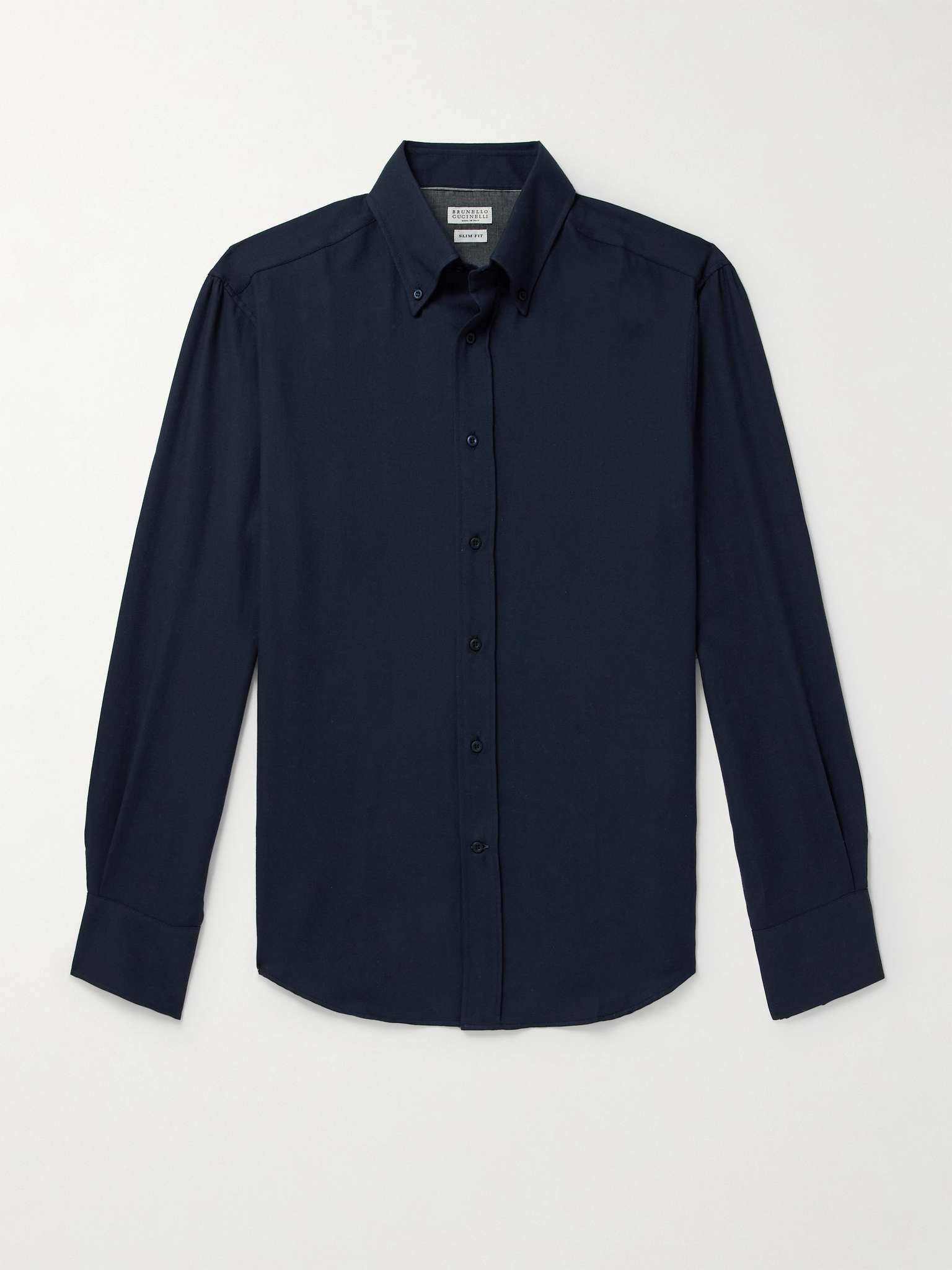 Slim-Fit Button-Down Collar Cotton and Cashmere-Blend Shirt - 1