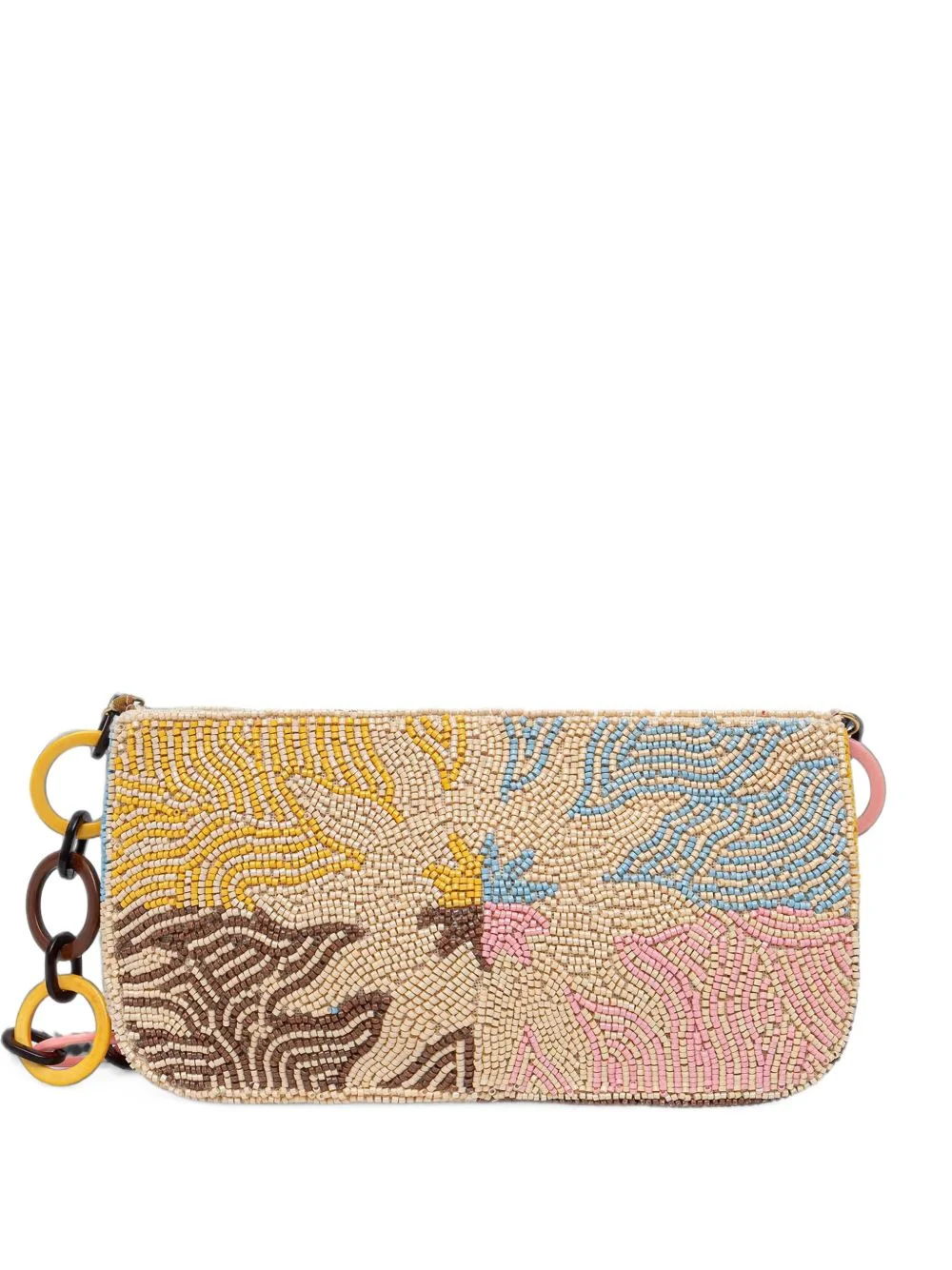 bead-embellished chain-link clutch - 1