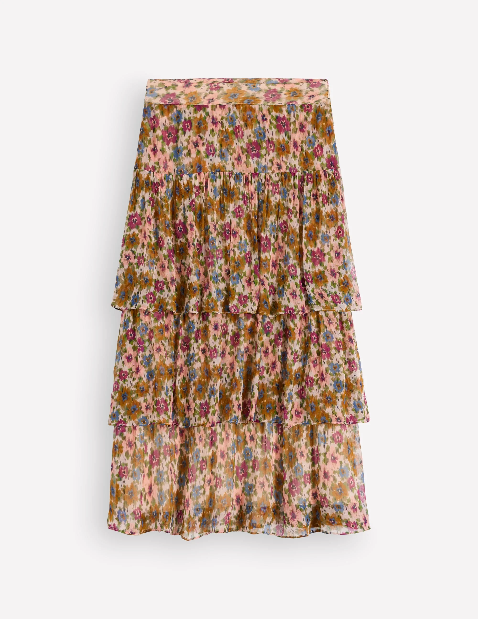 Tiered Ruffle Midi Skirt-Multi, Flecked Garden - 1