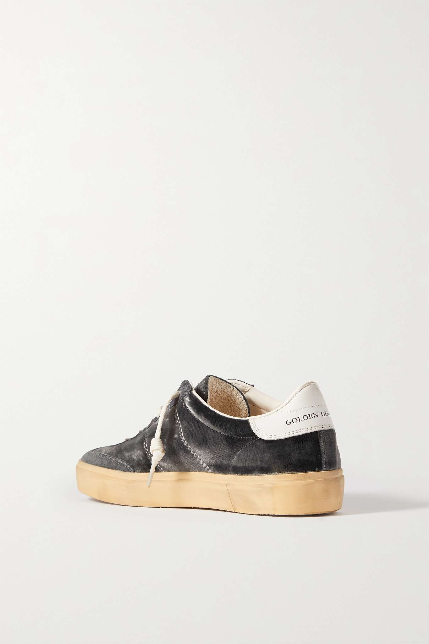 Soul-Star distressed suede and leather-trimmed velvet sneakers - 3