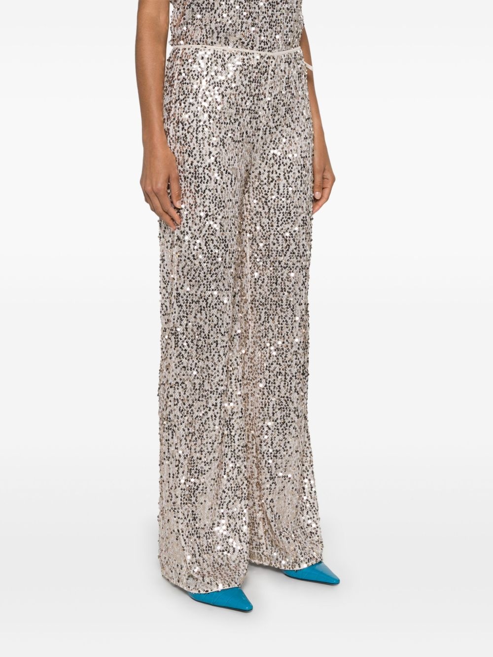 Net sequin straight-leg trousers - 3