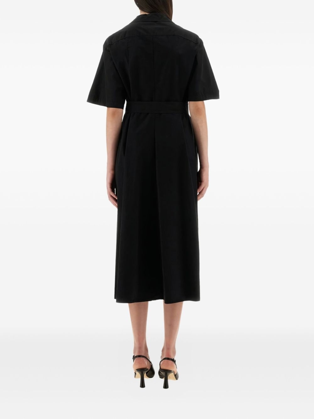button-fastening belted maxi dress - 3