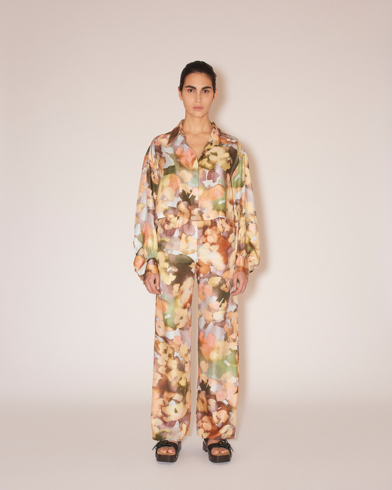 Nanushka MOREEN - Twill silk point-collar jacket - Watercolor outlook