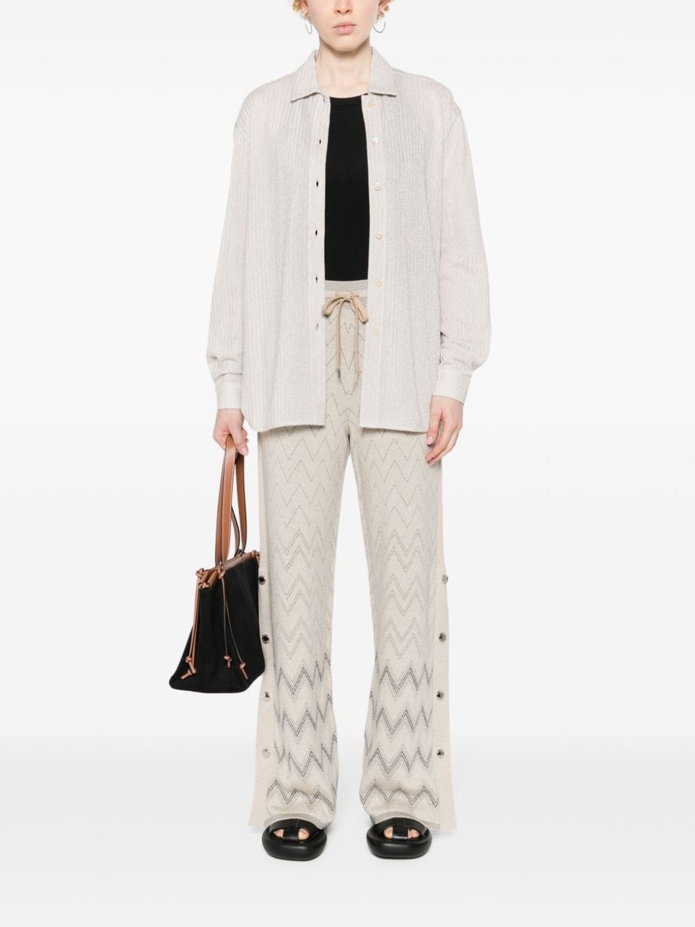 straight-leg knitted trousers - 2