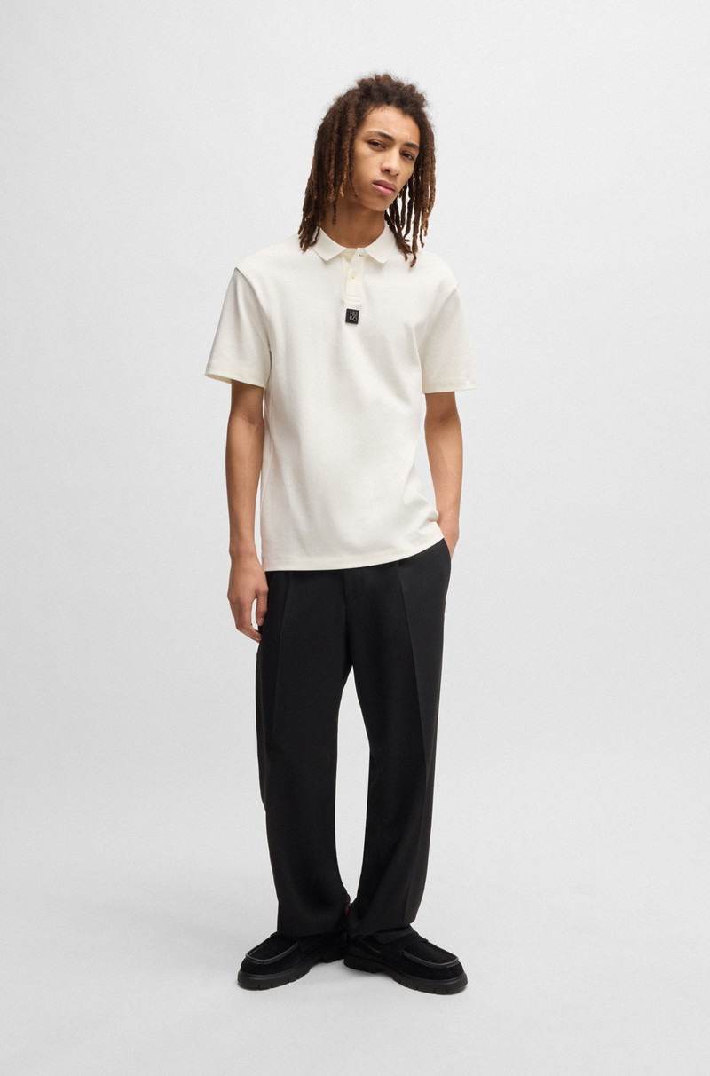 HUGO INTERLOCK-COTTON POLO SHIRT WITH STACKED LOGO outlook
