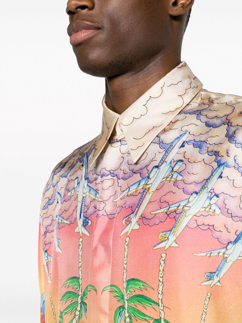 graphic-print silk shirt - 5