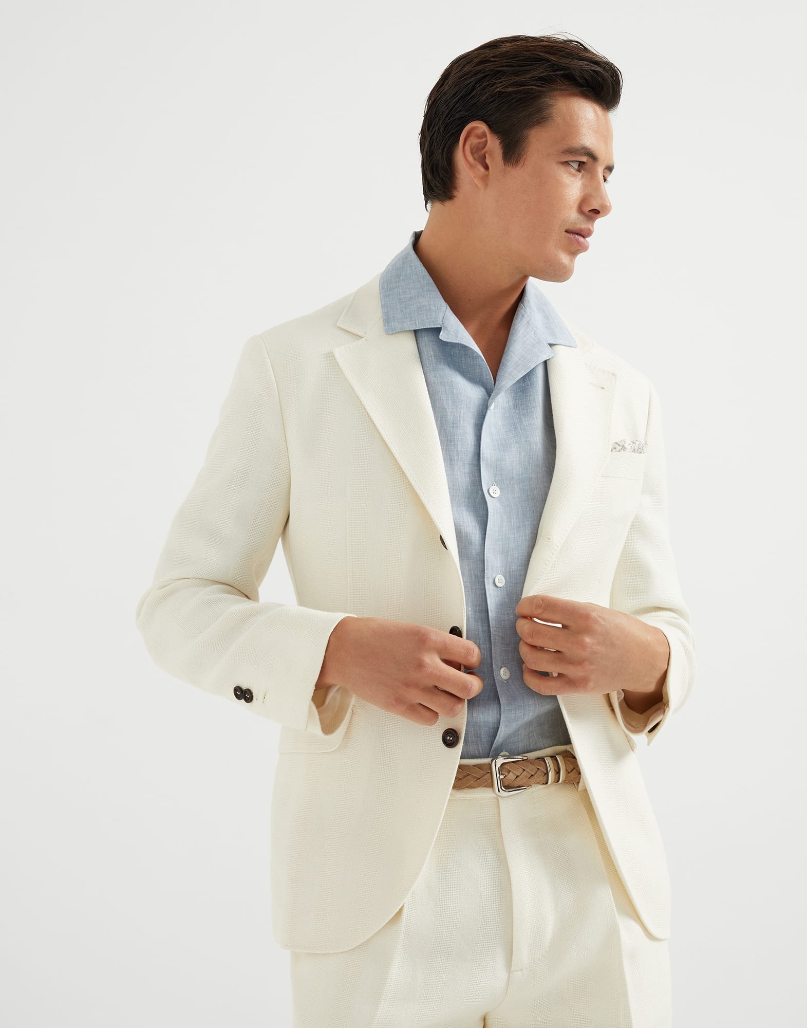 Linen easy fit short sleeve shirt with camp collar - 4