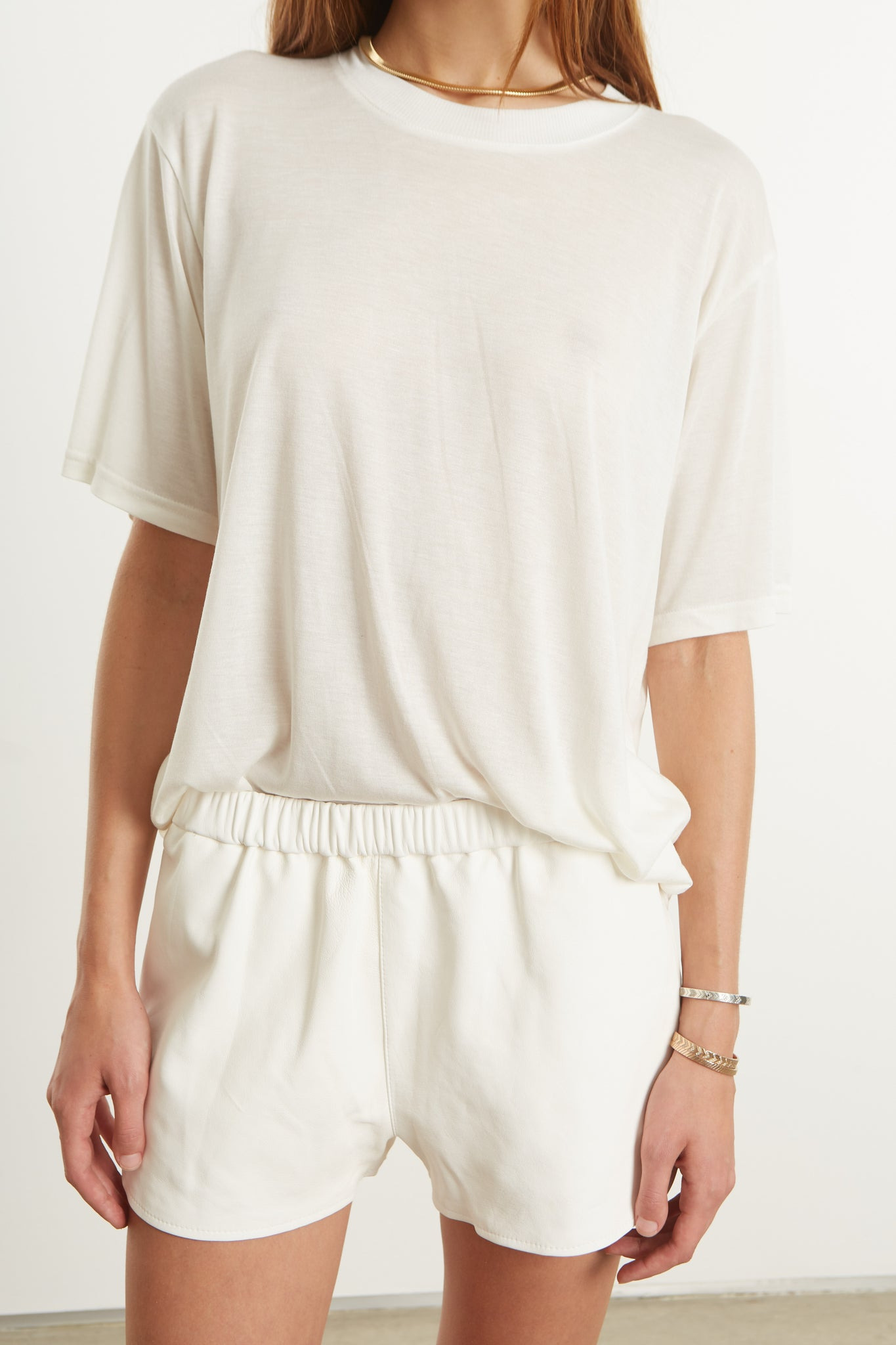 WHITE RAYON OVERSIZED TEE - 2
