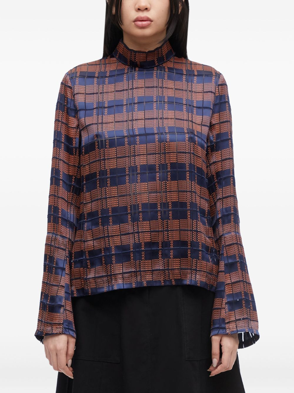 Hester plaid high-neck blouse - 3