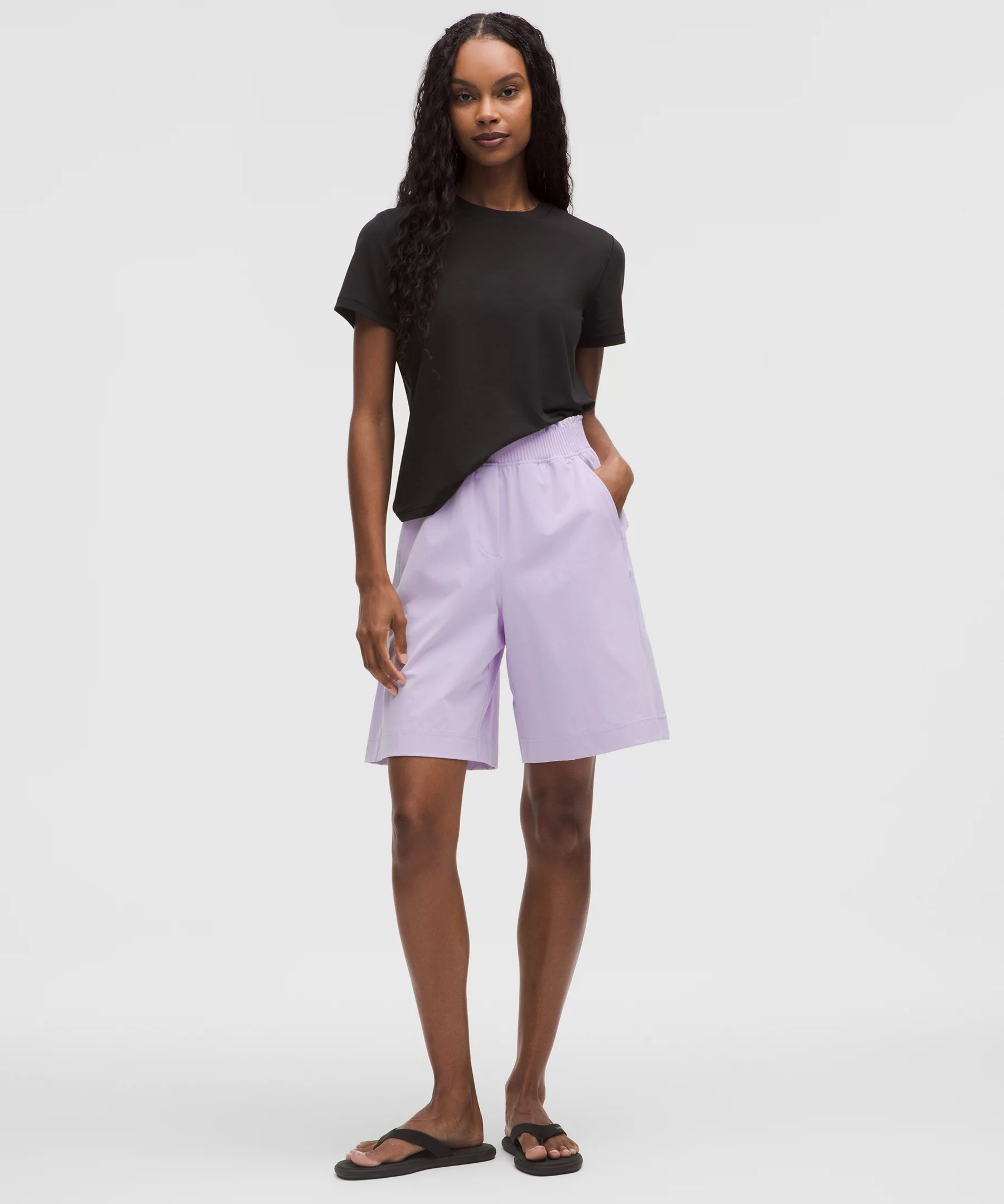 Stretch Woven Ruffle-Waist High-Rise Short 9" - 2