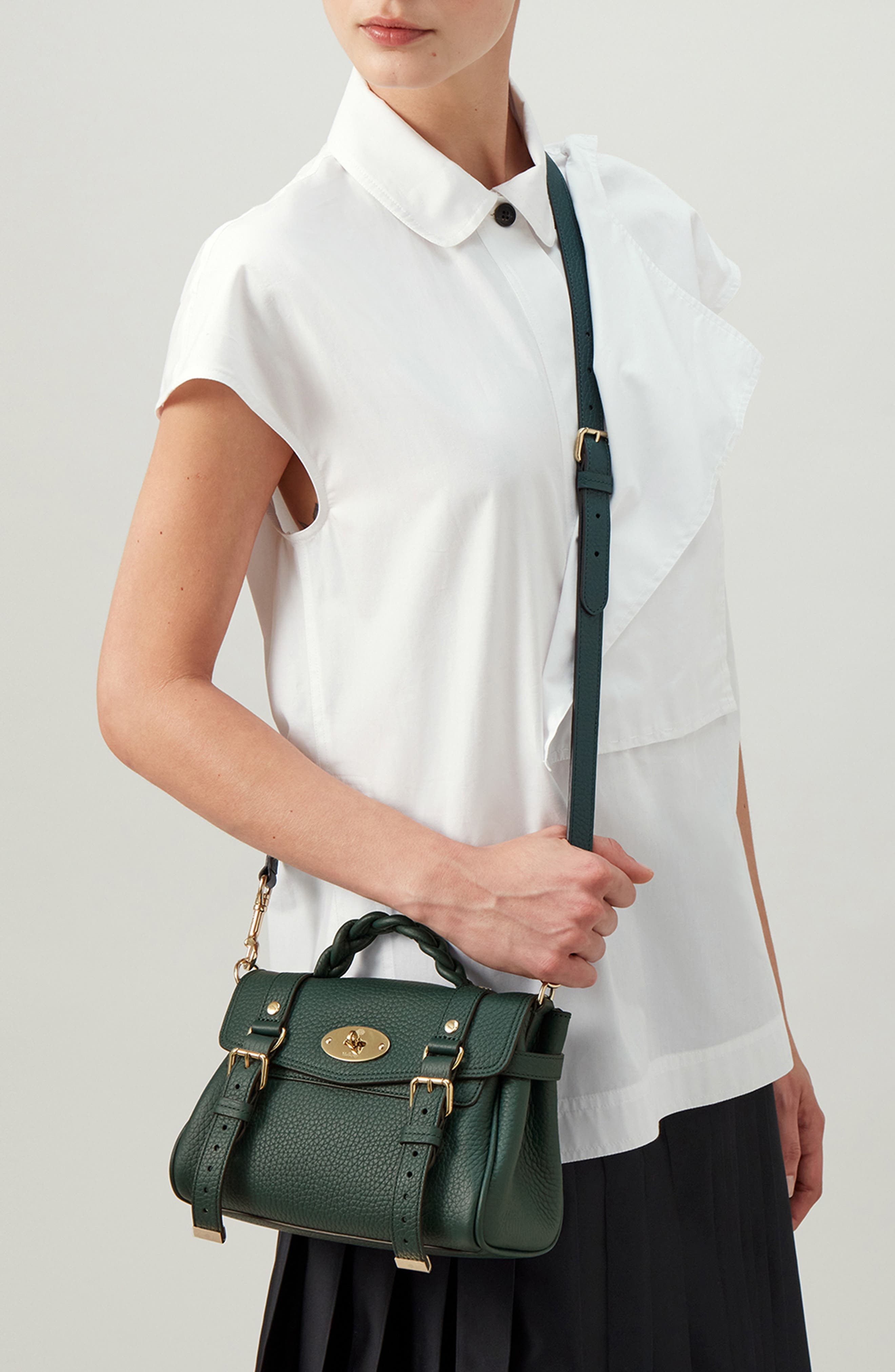 Mini Alexa Leather Satchel in  Green - 2