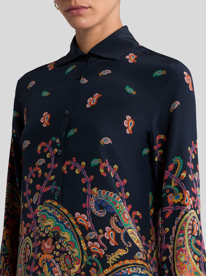 Etro SILK SHIRT WITH PLACED FLORAL PAISLEY PRINT outlook