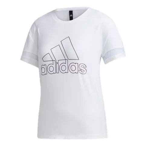 (WMNS) adidas Sports Stylish Round Neck Short Sleeve White GJ9022 - 1