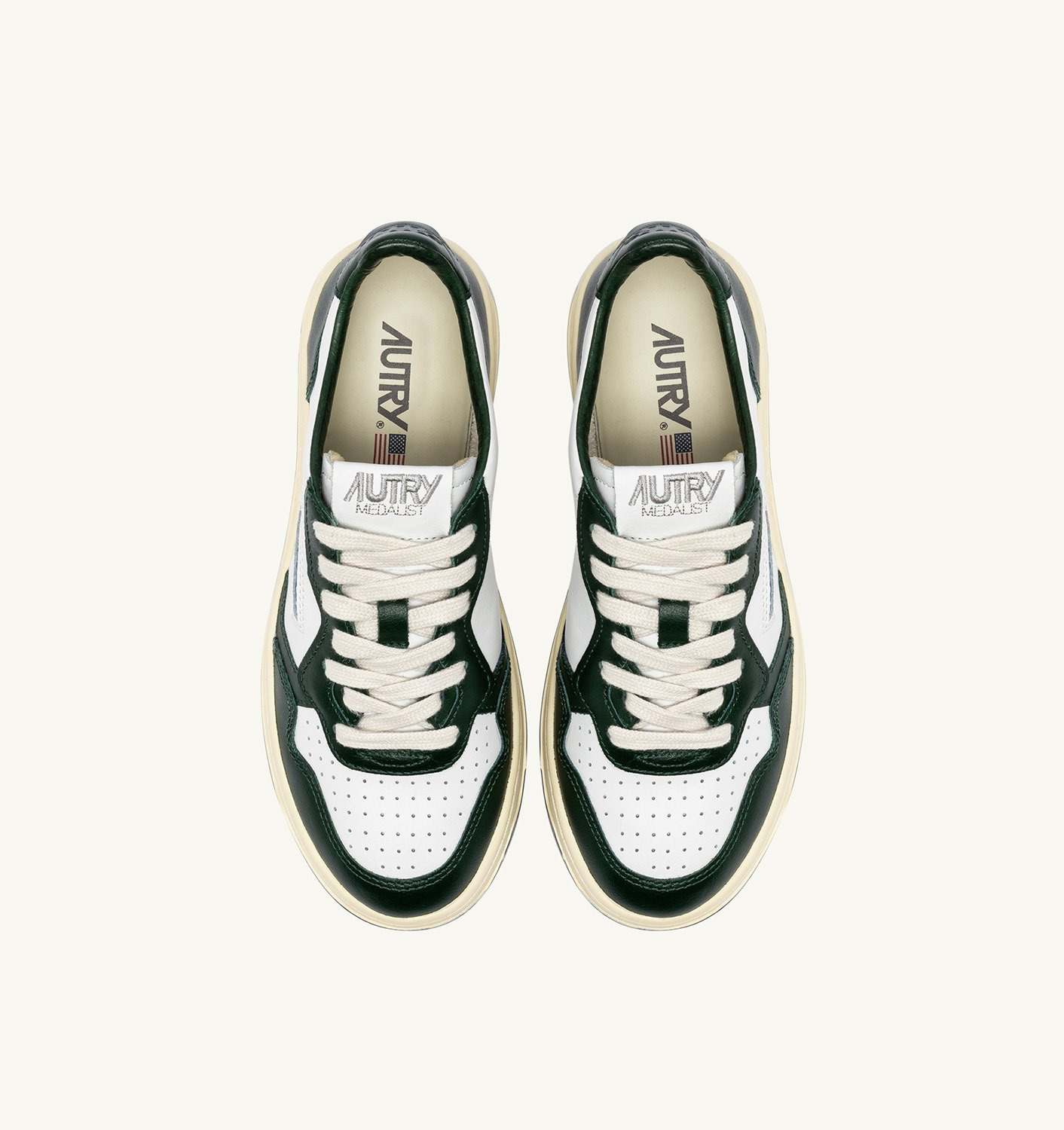 MEDALIST LOW BICOLOR SNEAKERS IN WHITE AND MOUNTAIN LEATHER - 5