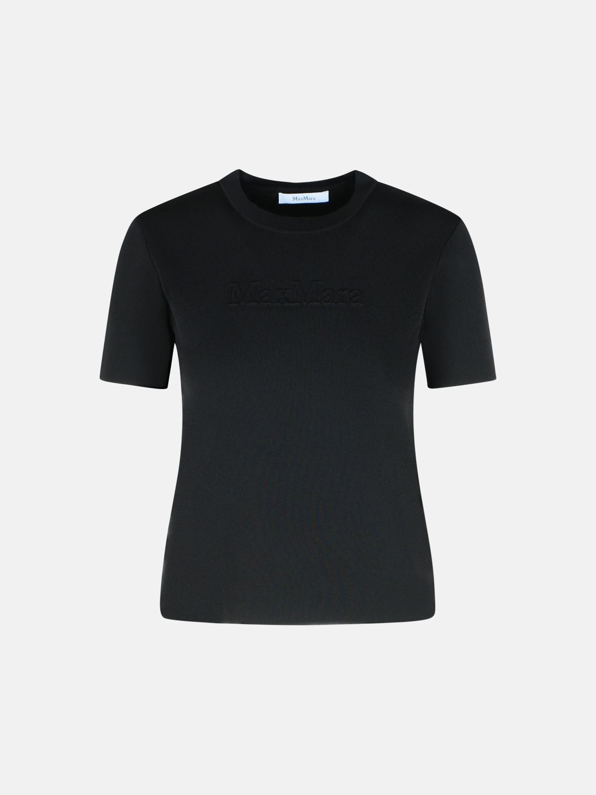 'ADELIO' BLACK VISCOSE BLEND T-SHIRT - 1
