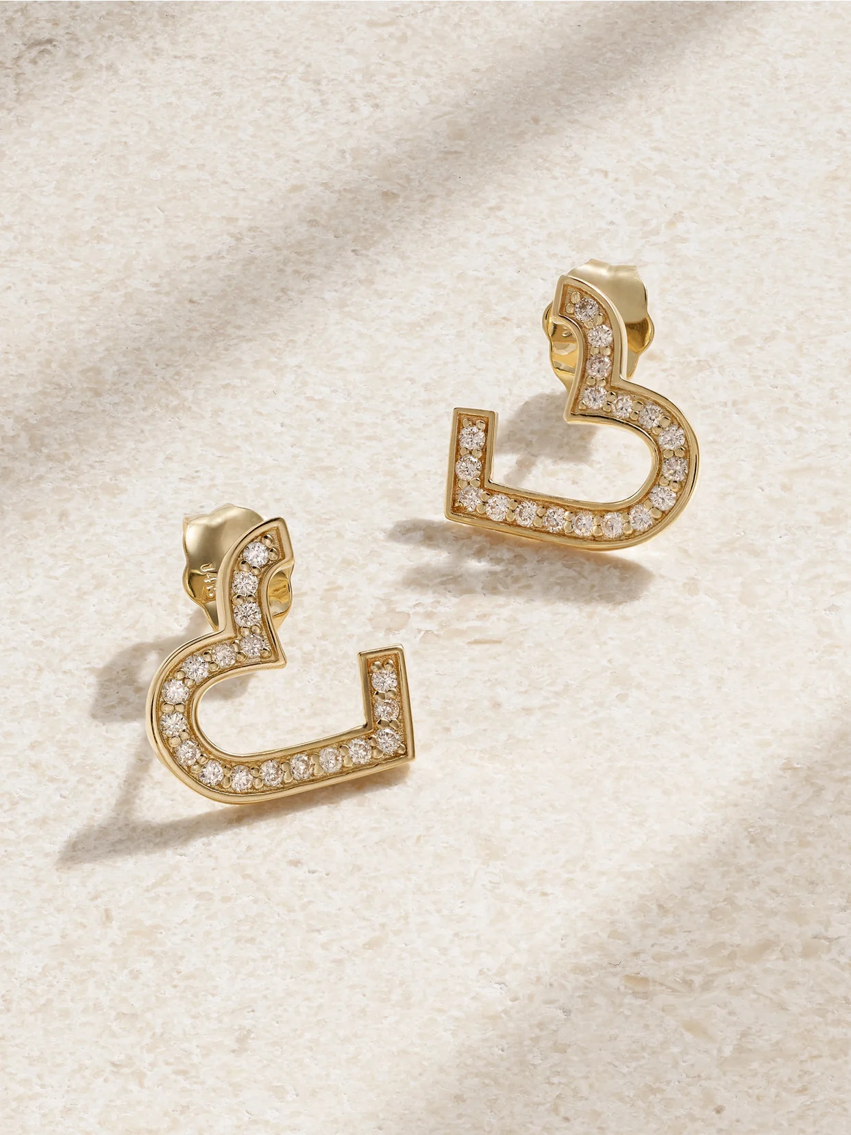 Small Heart 14-karat Gold Diamond Earrings - 1
