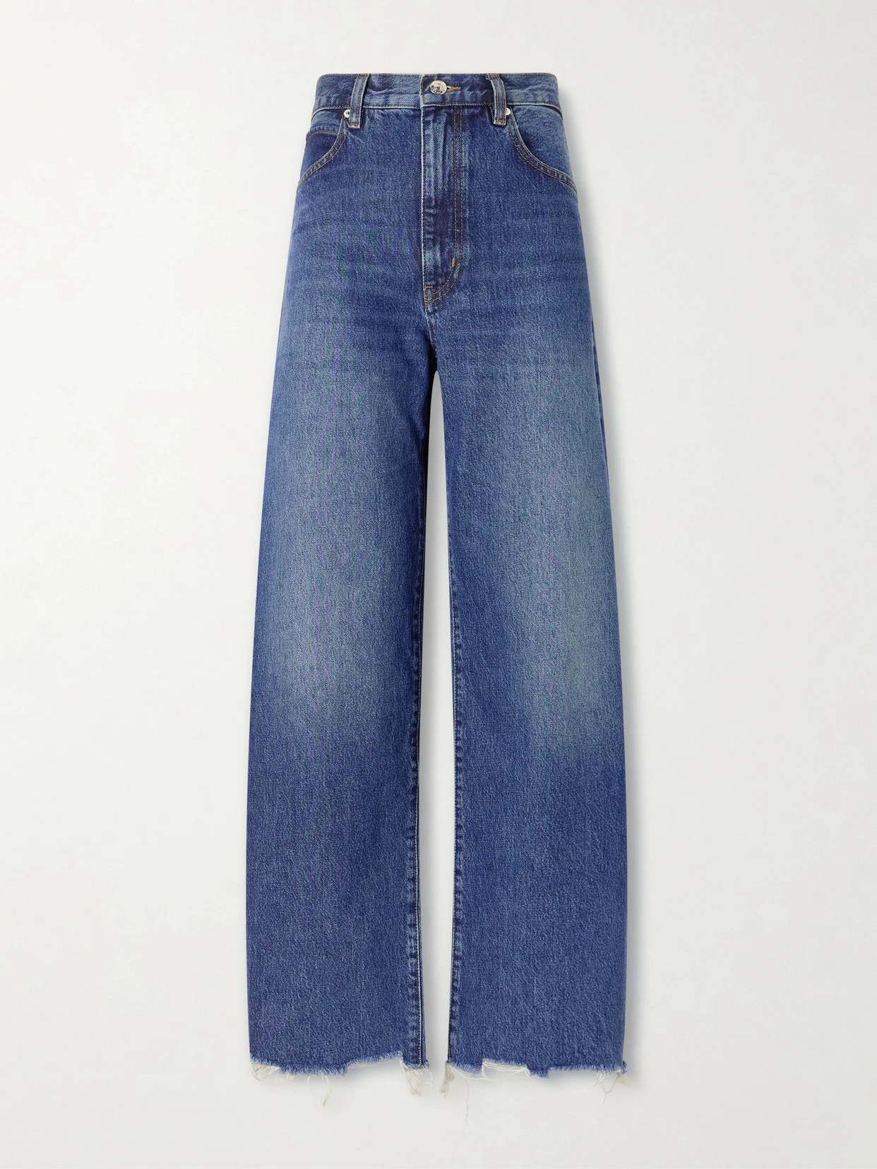 The Bow Distressed High-rise Wide-leg Jeans - 1
