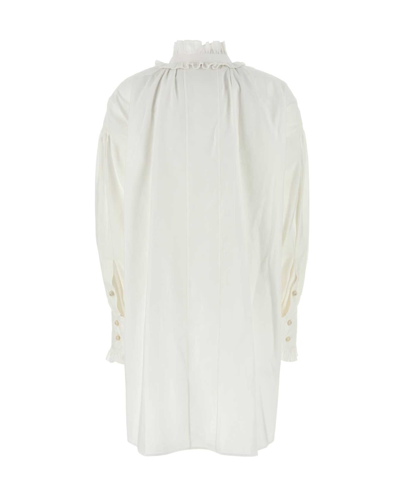 White Cotton Blend Dress - 2