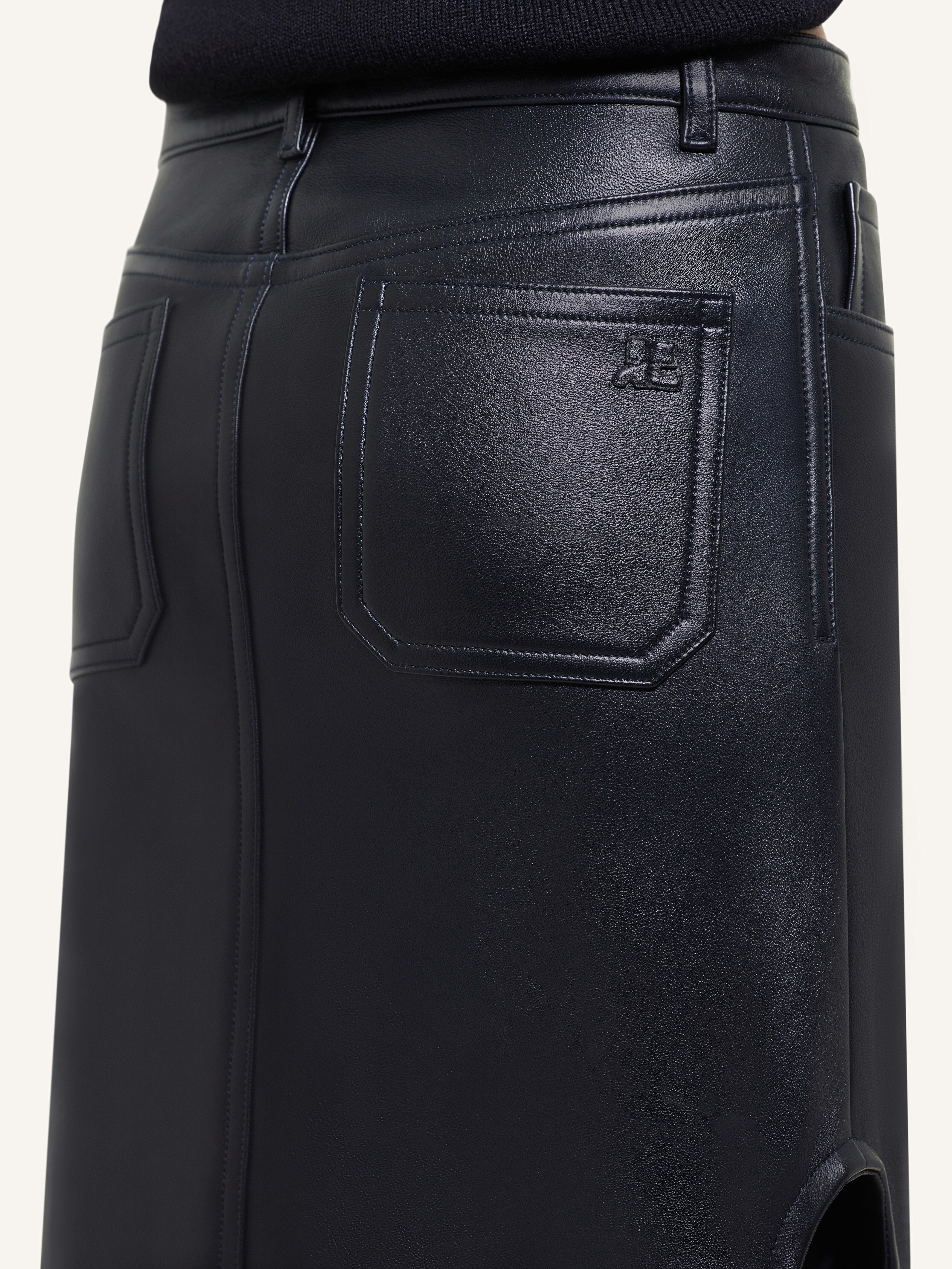 REVERSED LONG LEATHER SKIRT - 5
