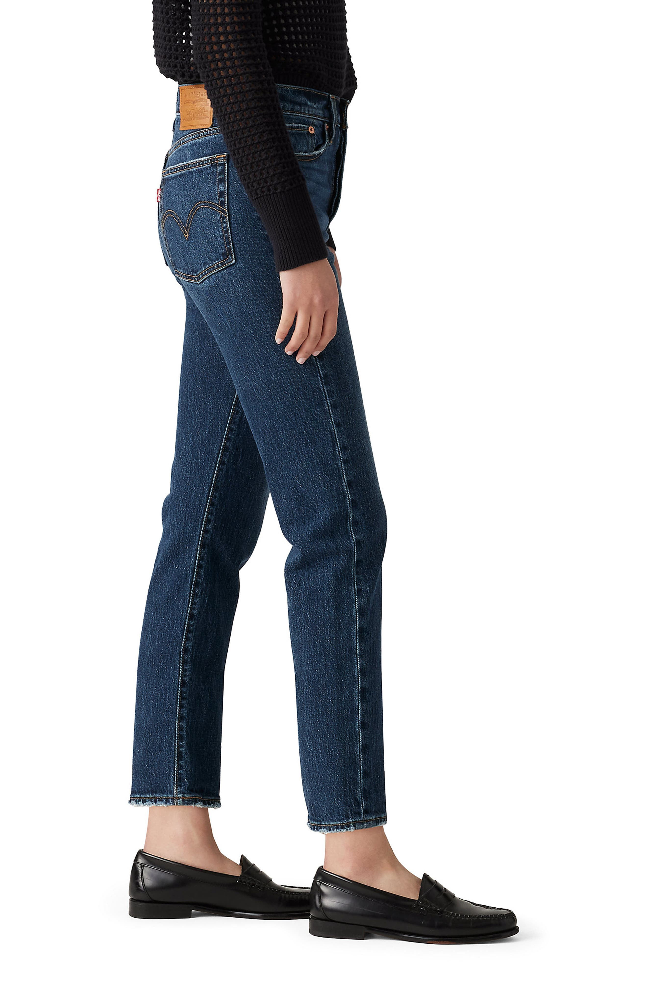 levi's Wedgie High Waist Crop Straight Leg Jeans in Indifferent Indigo at Nordstrom - 3