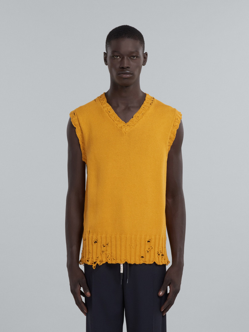Marni ORANGE COTTON V NECK SWEATER outlook