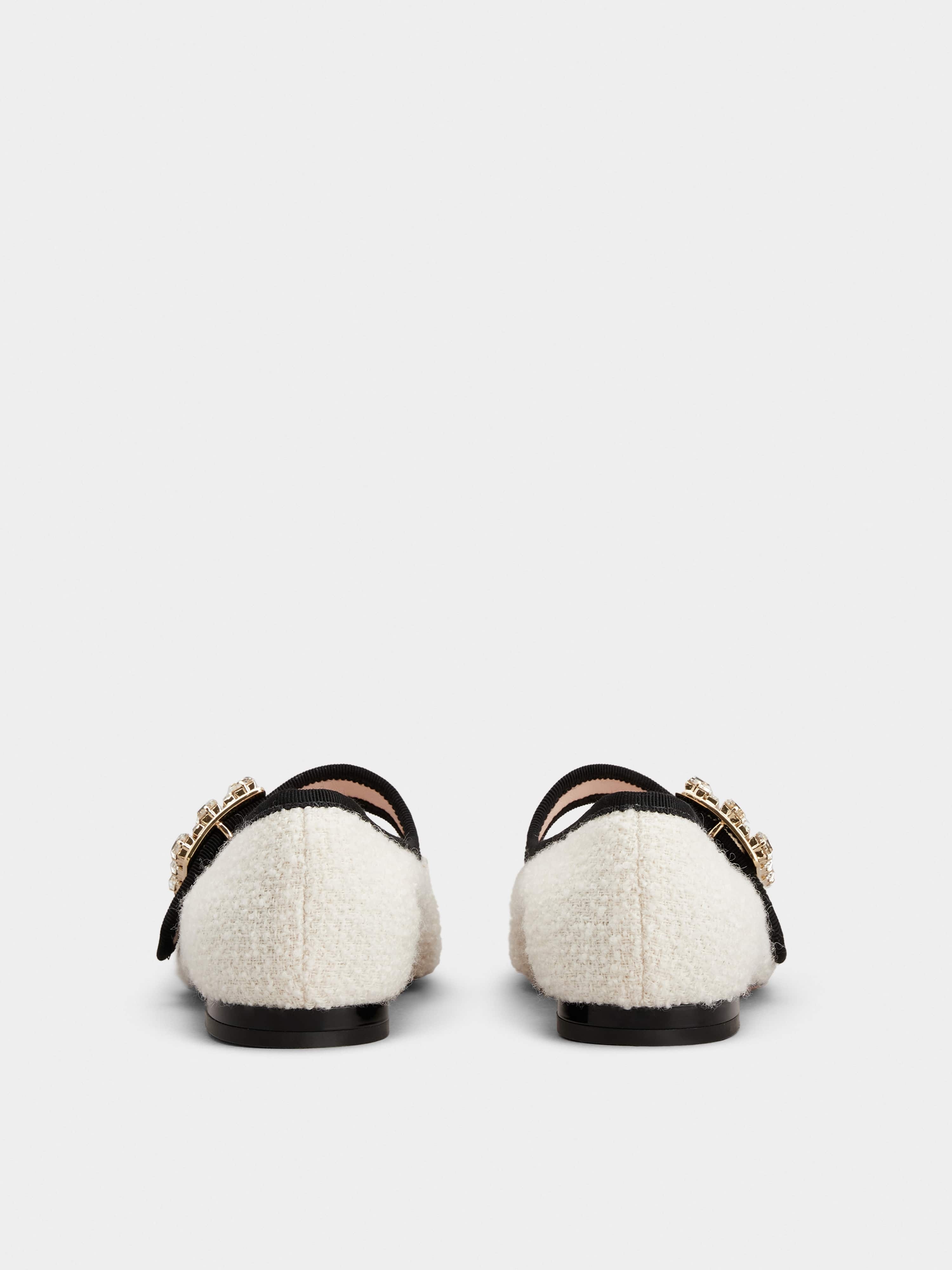 Très Vivier Rhinestone Buckle Babies Ballerinas in Fabric - 5