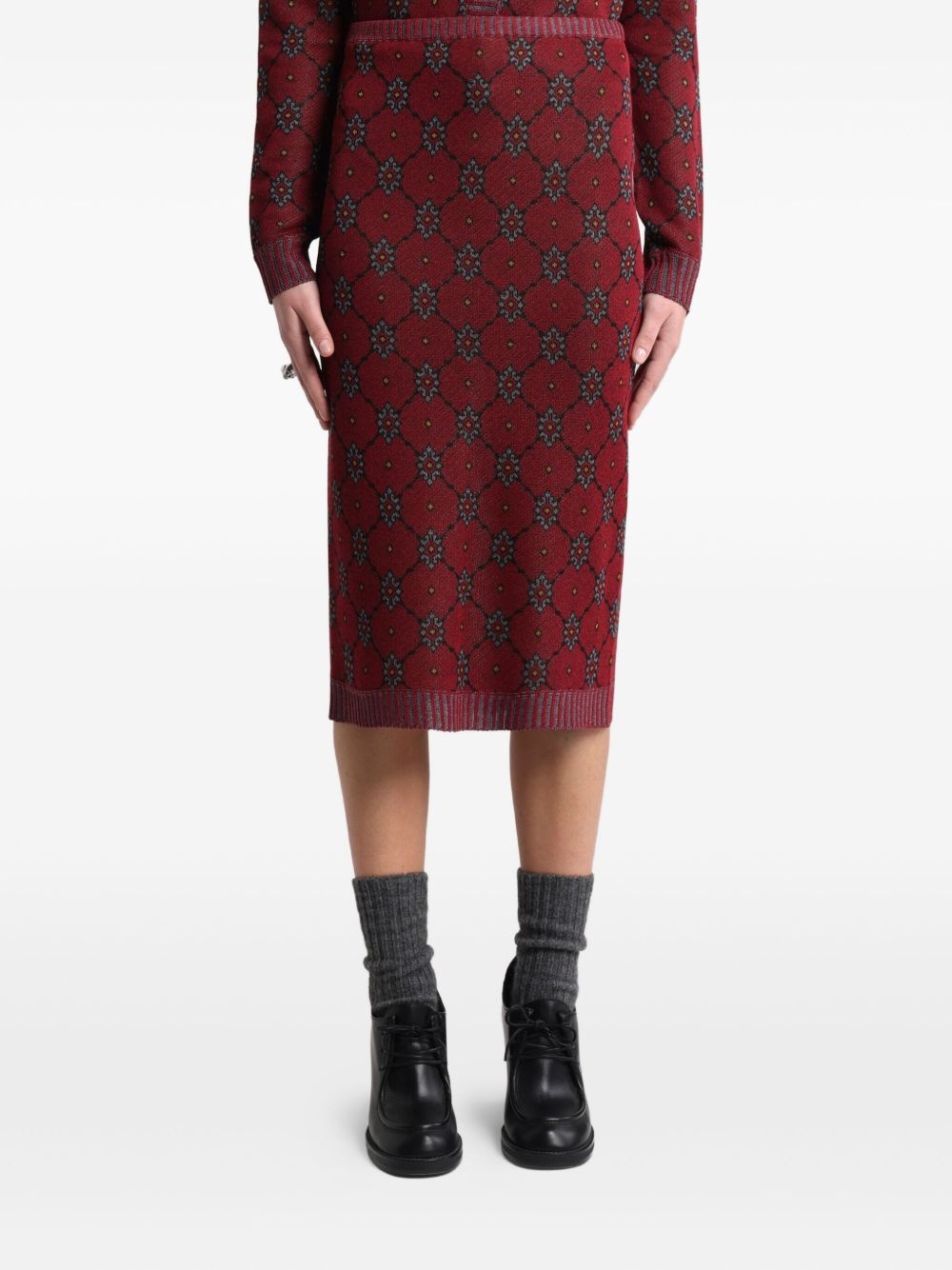 patterned knit midi skirt - 3