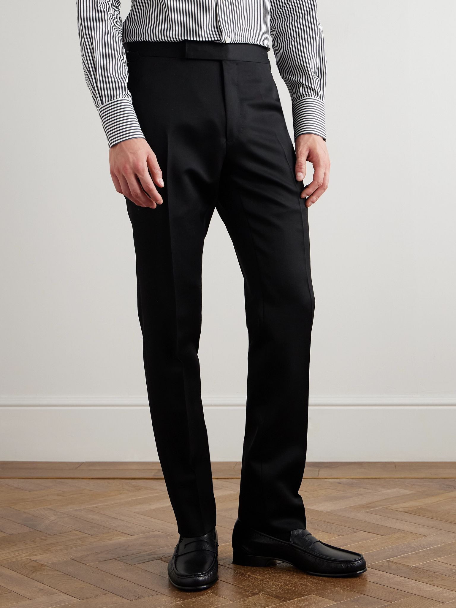 Shelton Slim-Fit Tapered Grain de Poudre Wool and Mohair-Blend Suit Trousers Black - 3