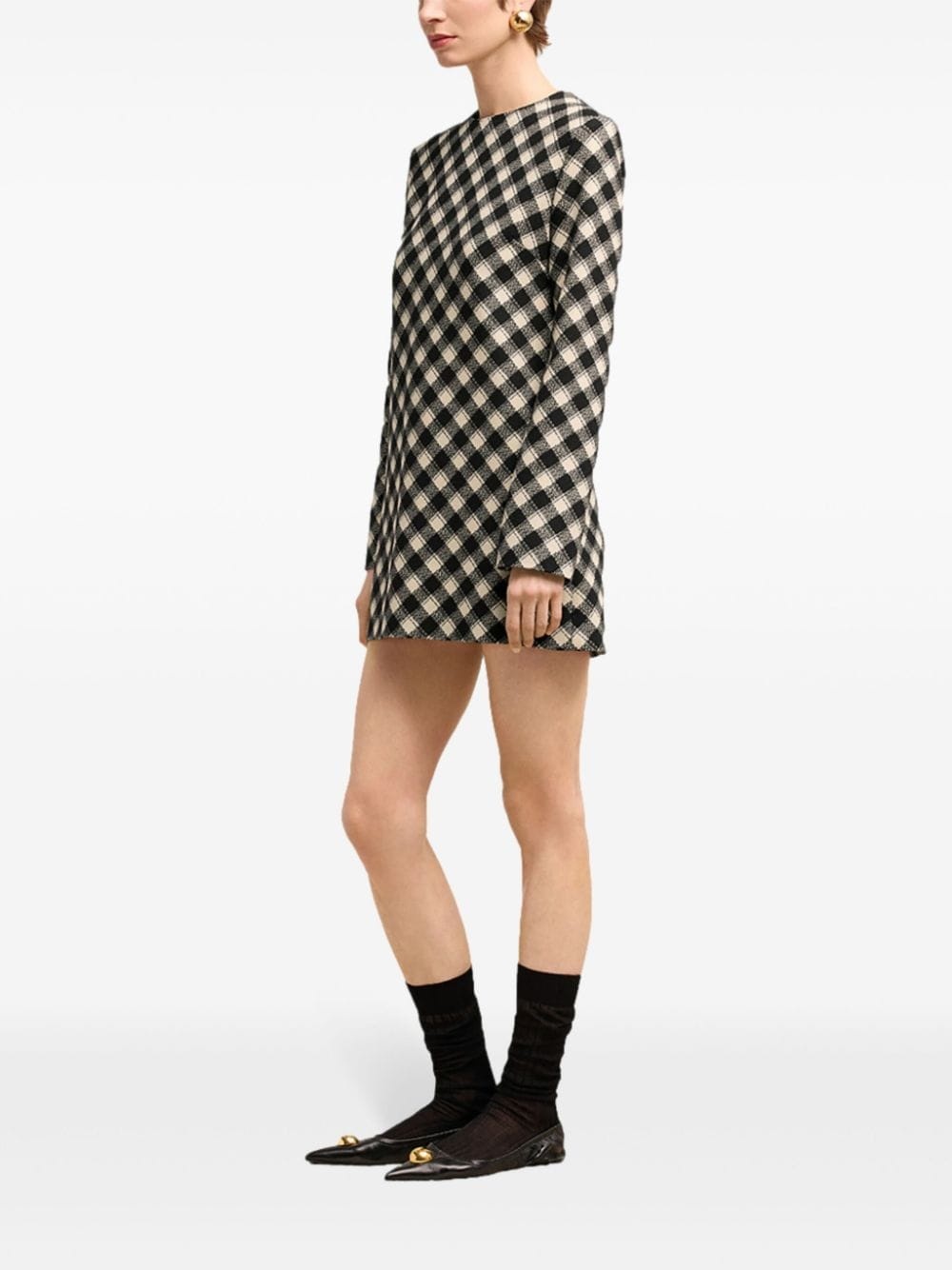 check-pattern mini-dress - 3