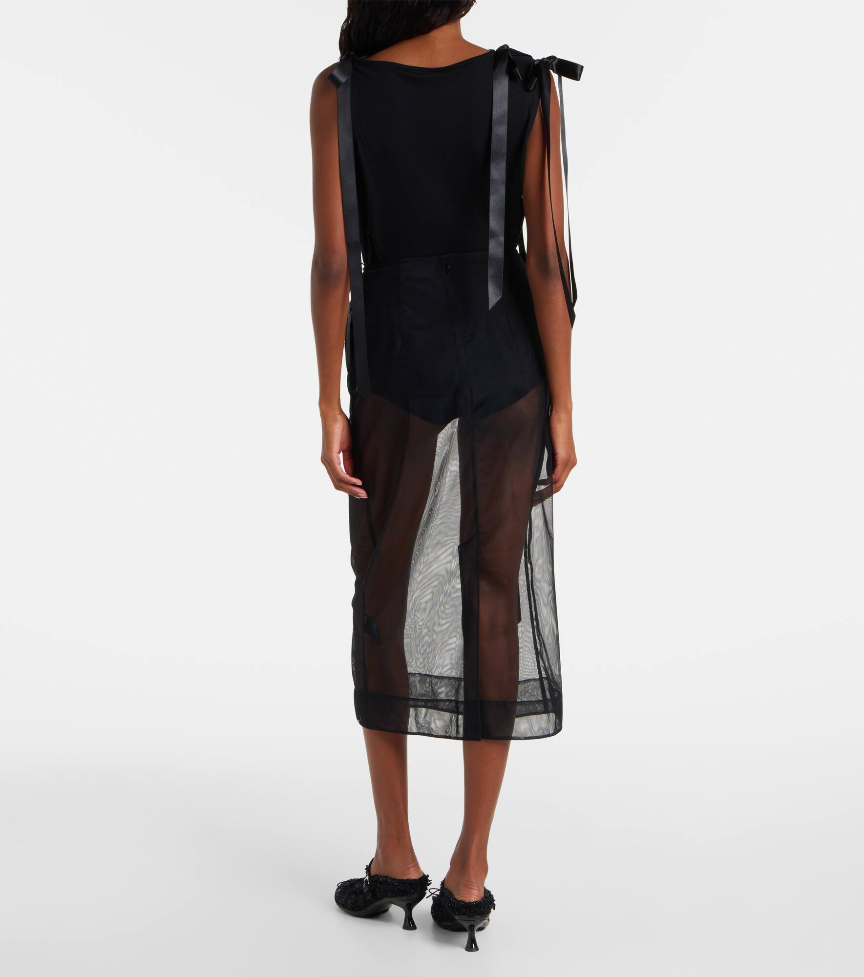 Bow-detail sheer tulle midi skirt - 3