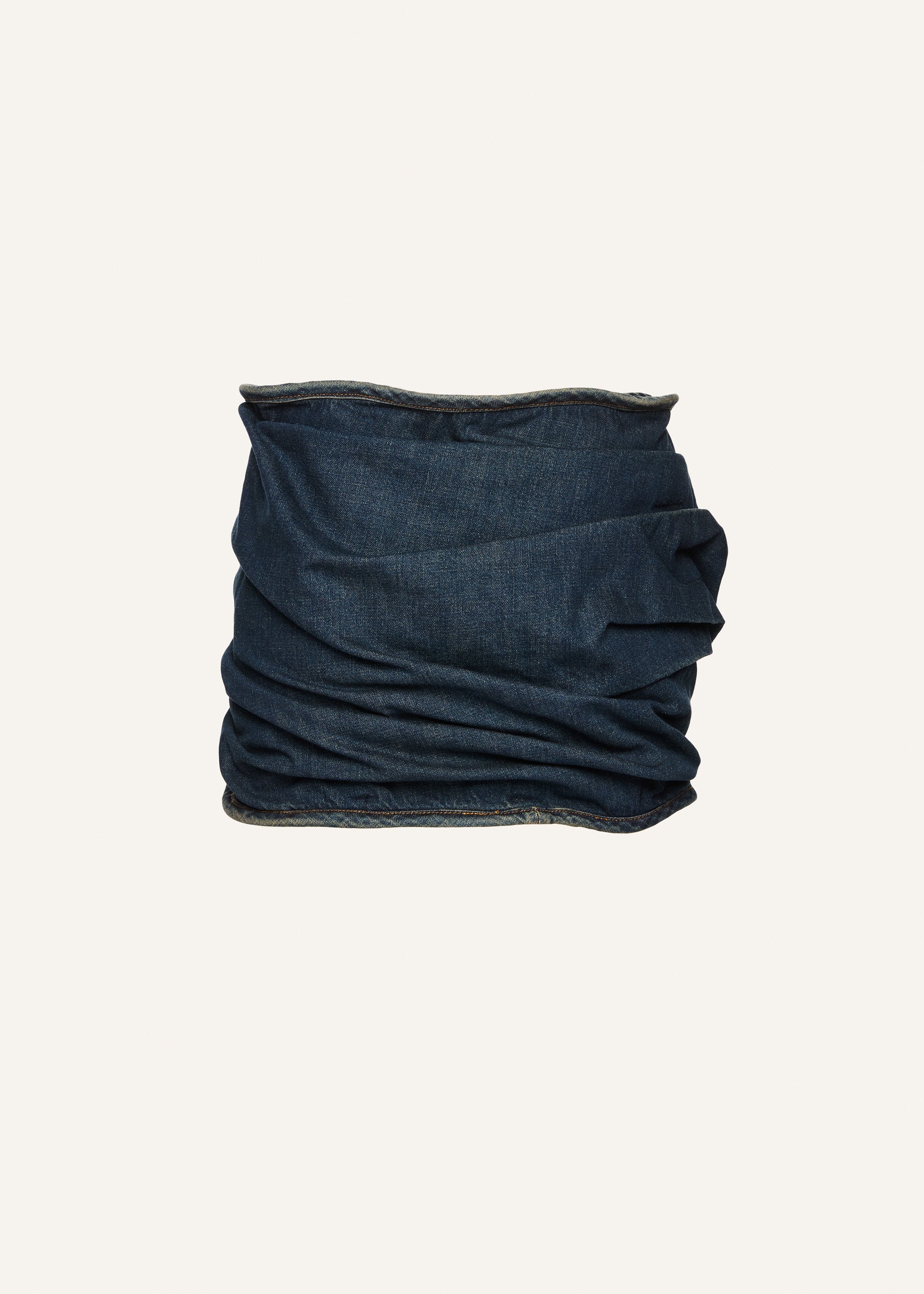 Floral appliqué denim mini skirt in dark vintage blue - 2